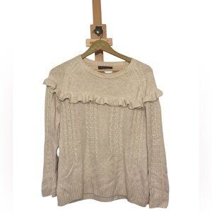 Ivanka Trump Cream Ruffle Sweater Wool blend.